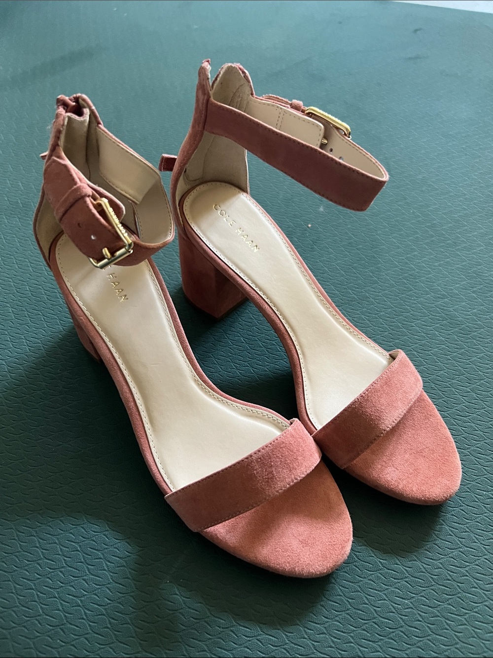 Cole Haan Dusty Rose Block Heel Ankle Strap Sandals